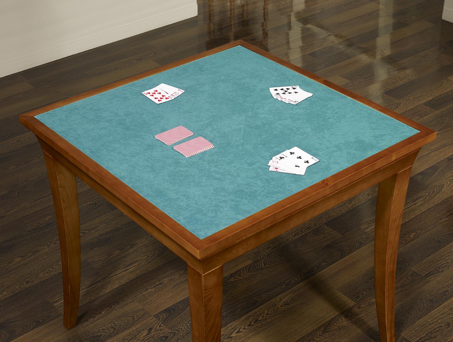 Table à jeux carrée en Merisier de style Louis Philippe 77x77