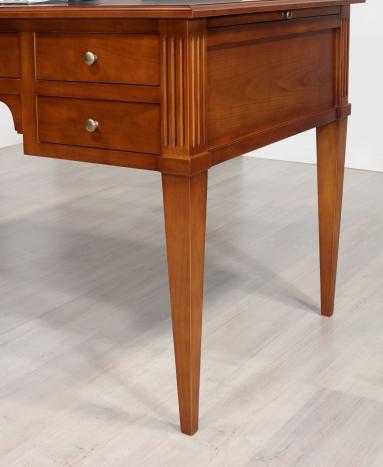  Bureau Ministre 5 tiroirs  Nicolas réalisé en Merisier Massif de style Directoire Surface d'écriture NOIR