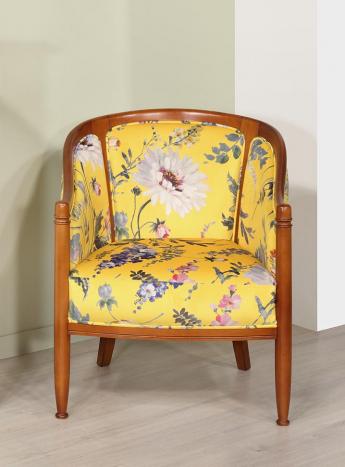 Fauteuil Cabriolet Caroline réalisé en Merisier Massif de style Louis Philippe 