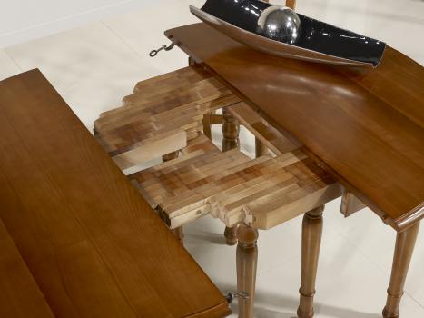 Table ronde à volets  DIAMETRE 120 réalisée en Merisier massif de style Louis Philippe 10 allonges de 40 cm