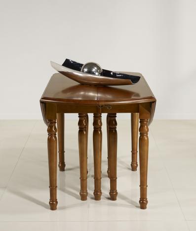 Table ronde à volets  DIAMETRE 120 réalisée en Merisier massif de style Louis Philippe 10 allonges de 40 cm