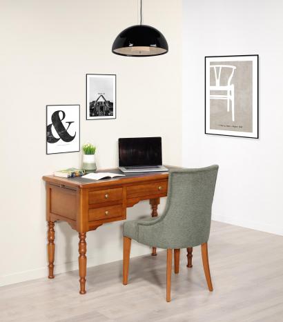 Bureau 1/2 ministre réalisé en merisier massif de style Louis Philippe 