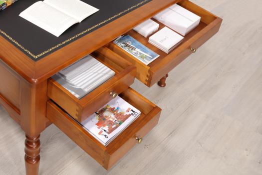 Bureau 1/2 ministre réalisé en merisier massif de style Louis Philippe 