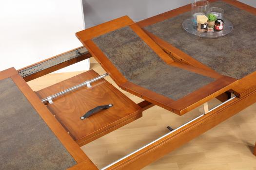 Table de repas Aurore réalisée en Merisier Massif Contemporaine Plateau céramique 180x100
