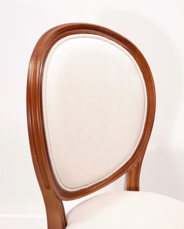 Chaise Emeline réalisée en Merisier Massif de style Louis XVI Tissu d'ameublement écru