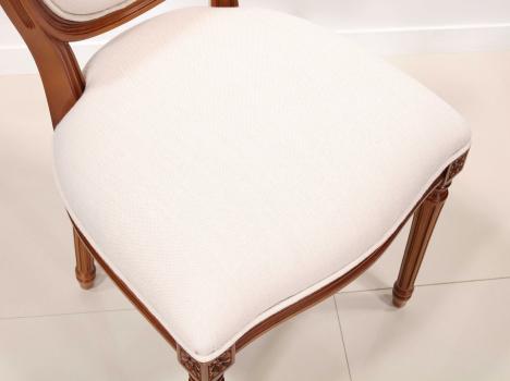 Chaise Emeline réalisée en Merisier Massif de style Louis XVI Tissu d'ameublement écru