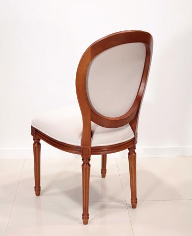 Chaise Emeline réalisée en Merisier Massif de style Louis XVI Tissu d'ameublement écru
