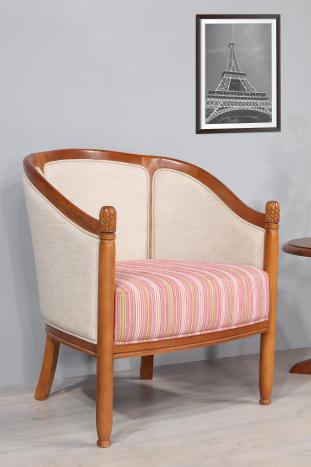 Fauteuil Cabriolet en hêtre massif de style Louis Philippe