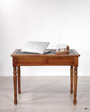 Table à écrire 2 tiroirs réalisée en Merisier de style Louis Philippe Surface d'écriture noir