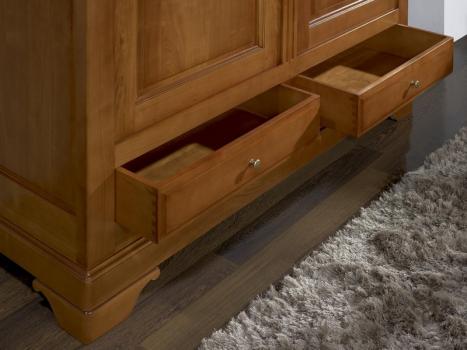 Armoire 2 portes 2 tiroirs Odile réalisée en Merisier Massif de style Louis Philippe