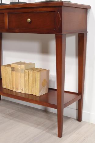 Console 2 tiroirs réalisée en Merisier de style Directoire dans une finition merisier doré plus soutenu