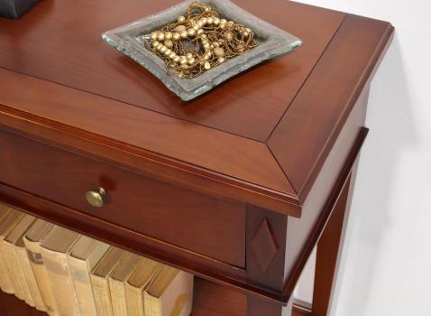Console 2 tiroirs réalisée en Merisier de style Directoire dans une finition merisier doré plus soutenu