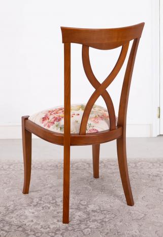 Chaise Lilas réalisée en Merisier Massif de style Louis Philippe Assise recouverte d'un tissu FSM  Maryle 08