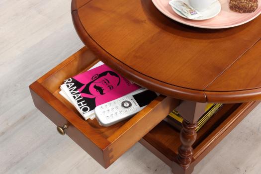 Table Basse Ovale à volets Zoé  réalisée en merisier massif de style Louis Philippe