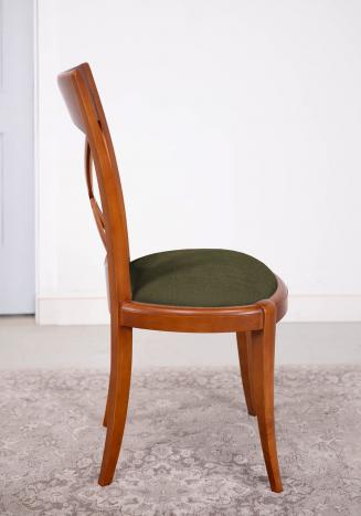 Chaise Armelle réalisée en Merisier Massif de style Louis Philippe  Tissu Bronx Moss