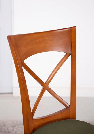 Chaise Armelle réalisée en Merisier Massif de style Louis Philippe  Tissu Bronx Moss