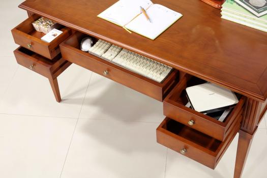 Bureau Ministre 5 tiroirs Louise réalisé en merisier massif de style Directoire 