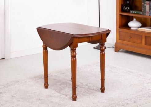 Table ronde à volets diamètre 90 cm réalisée en merisier massif de style Louis Philippe
