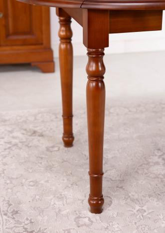 Table ronde à volets diamètre 90 cm réalisée en merisier massif de style Louis Philippe