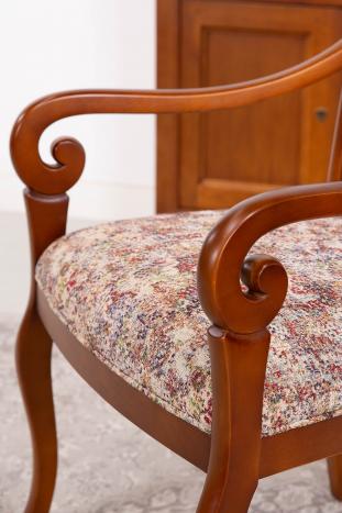 Fauteuil Crosse réalisé en merisier massif de style Louis Philippe Tissu d'ameublement FSM