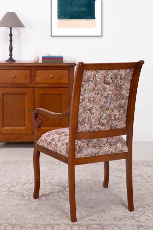 Fauteuil Crosse réalisé en merisier massif de style Louis Philippe Tissu d'ameublement FSM