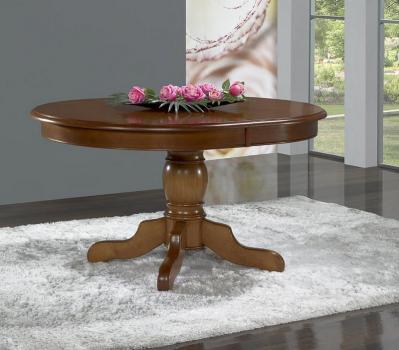 Table Ovale 135x110  pied central Delphine réalisée en Merisier Massif de style Louis Philippe avec 2 allonges de 40 cm