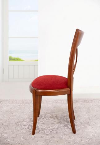 Chaise Armelle réalisée en Merisier Massif de style Louis Philippe  Tissu BRONX BORDEAUX