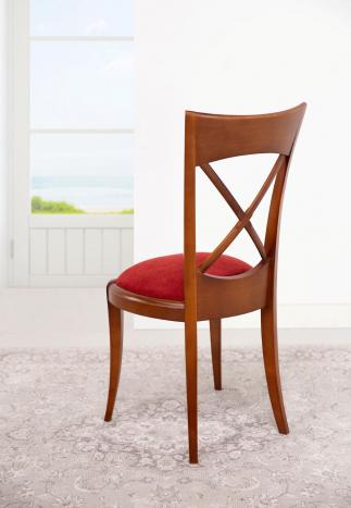Chaise Armelle réalisée en Merisier Massif de style Louis Philippe  Tissu BRONX BORDEAUX