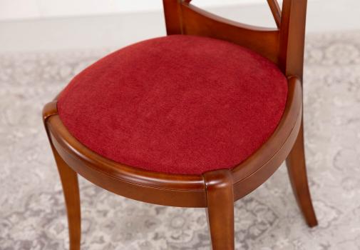 Chaise Armelle réalisée en Merisier Massif de style Louis Philippe  Tissu BRONX BORDEAUX