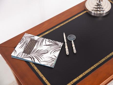 Table d'écriture Albanne en Merisier de style Directoire Surface d'écriture recouverte d'une moleskine noire