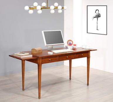 Table à écrire 3 tiroirs Iris réalisée en merisier de style Directoire