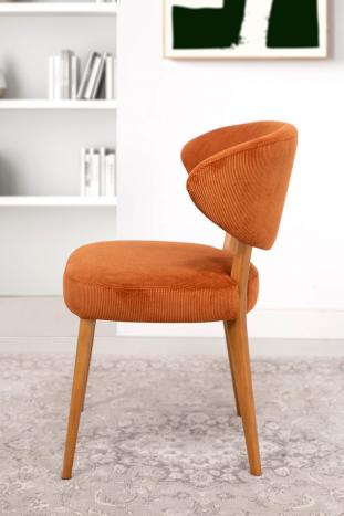 Chaise ou Fauteuil de table Agathe réalisé en Frêne Massif Tissu velours côtelé Butterfly 24