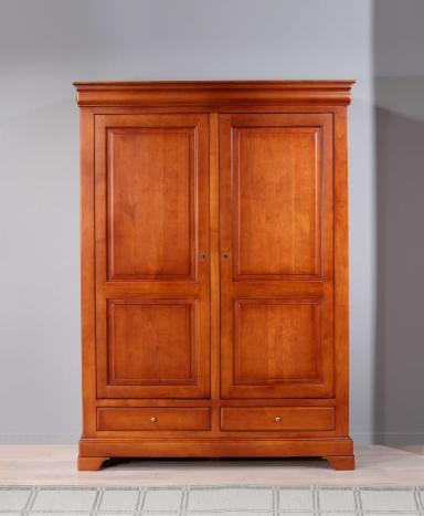 Armoire 2 portes 2 tiroirs Odile réalisée en Merisier Massif de style Louis Philippe SEULEMENT 1 DISPONIBLE
