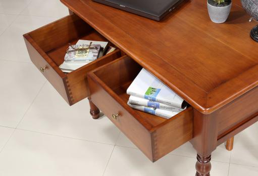 Table d'écriture 2 tiroirs Paule réalisée en Merisier de style Louis Philippe SEULEMENT 1 DISPONIBLE