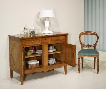 Buffet 2 portes 2 tiroirs Rose des vents réalisé en Merisier Massif de style Directoire