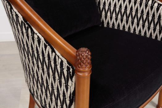 Fauteuil Cabriolet Caroline réalisé en Merisier Massif de style Louis Philippe