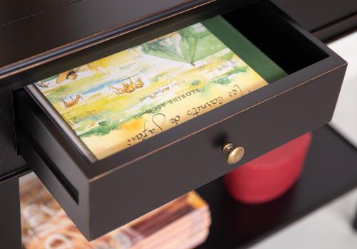 Console 2 tiroirs réalisée en Merisier de style Directoire Laqué Noir