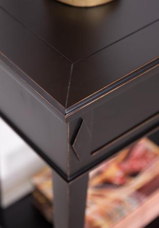 Console 2 tiroirs réalisée en Merisier de style Directoire Laqué Noir