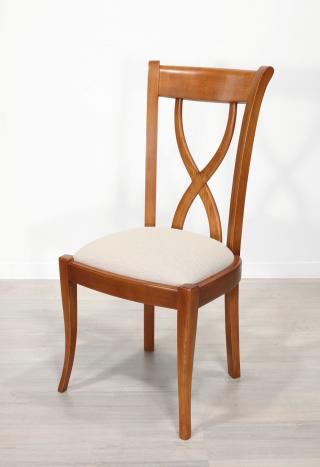 Chaise Lucille réalisée en Frêne Massif de style Louis Philippe  Tissu Apollo