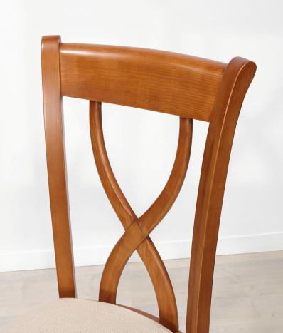 Chaise Lucille réalisée en Frêne Massif de style Louis Philippe  Tissu Apollo