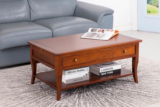 Table Basse rectangulaire Paule réalisée en merisier de style Louis Philippe SEULEMENT 1 DISPONIBLE