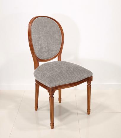 Chaise Emeline réalisée en Merisier Massif de style Louis XVI Tissu d'ameublement boston ash