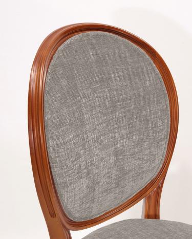 Chaise Emeline réalisée en Merisier Massif de style Louis XVI Tissu d'ameublement boston ash