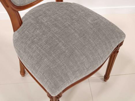 Chaise Emeline réalisée en Merisier Massif de style Louis XVI Tissu d'ameublement boston ash