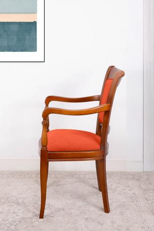 Fauteuil Pauline réalisé en Merisier Massif de style Louis Philippe Bronx orange