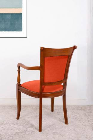 Fauteuil Pauline réalisé en Merisier Massif de style Louis Philippe Bronx orange
