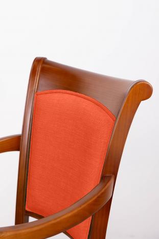 Fauteuil Pauline réalisé en Merisier Massif de style Louis Philippe Bronx orange