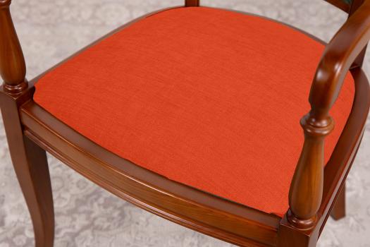 Fauteuil Pauline réalisé en Merisier Massif de style Louis Philippe Bronx orange