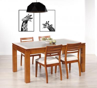 Table Aurore en merisier massif  Plateau céramique  Extensible avec 2 allonges intégrées  Stock limité : 1 pièce'