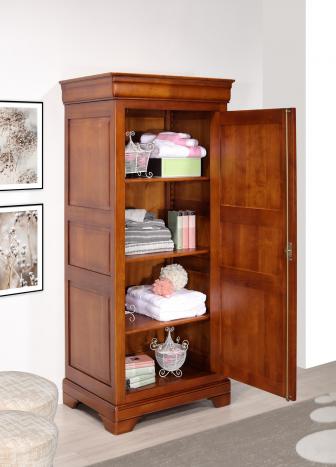 Armoire ou Bonnetière 1 porte Sarah réalisée en merisier massif de style Louis Philippe 